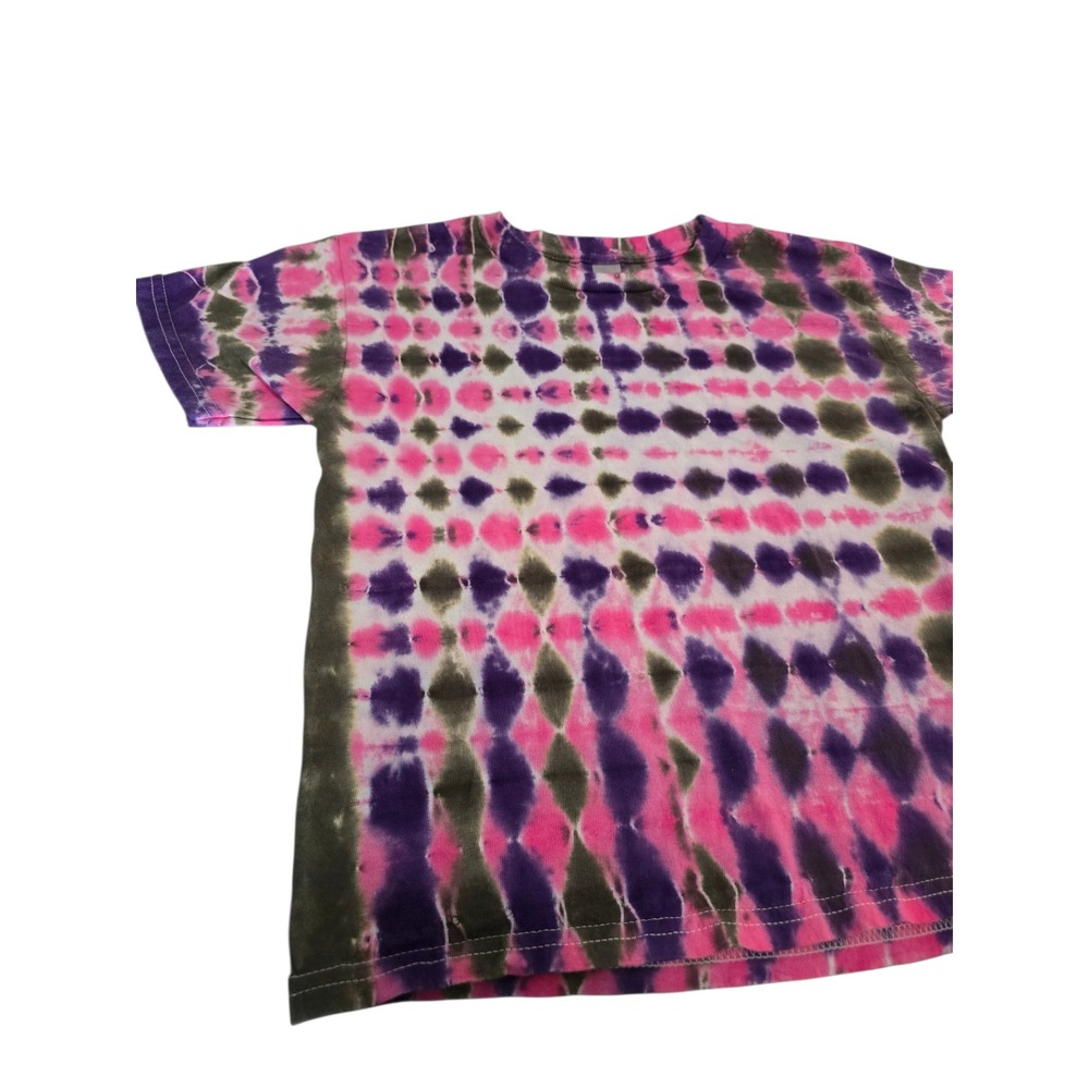 Gildan Youth XS Tie Dye T-Shirt Pink Purple Grey Heavy Cotton Short Sleeve Tee - Picture 2 of 3